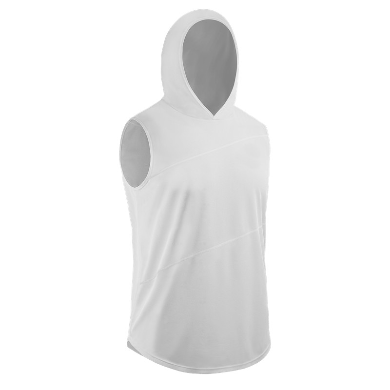 Hurtigtørrende t-shirt herre udendørs sport åndbar hætteløs ærmeløs t-shirt herre gym løbe t-shirt  b5036: Hvid / L