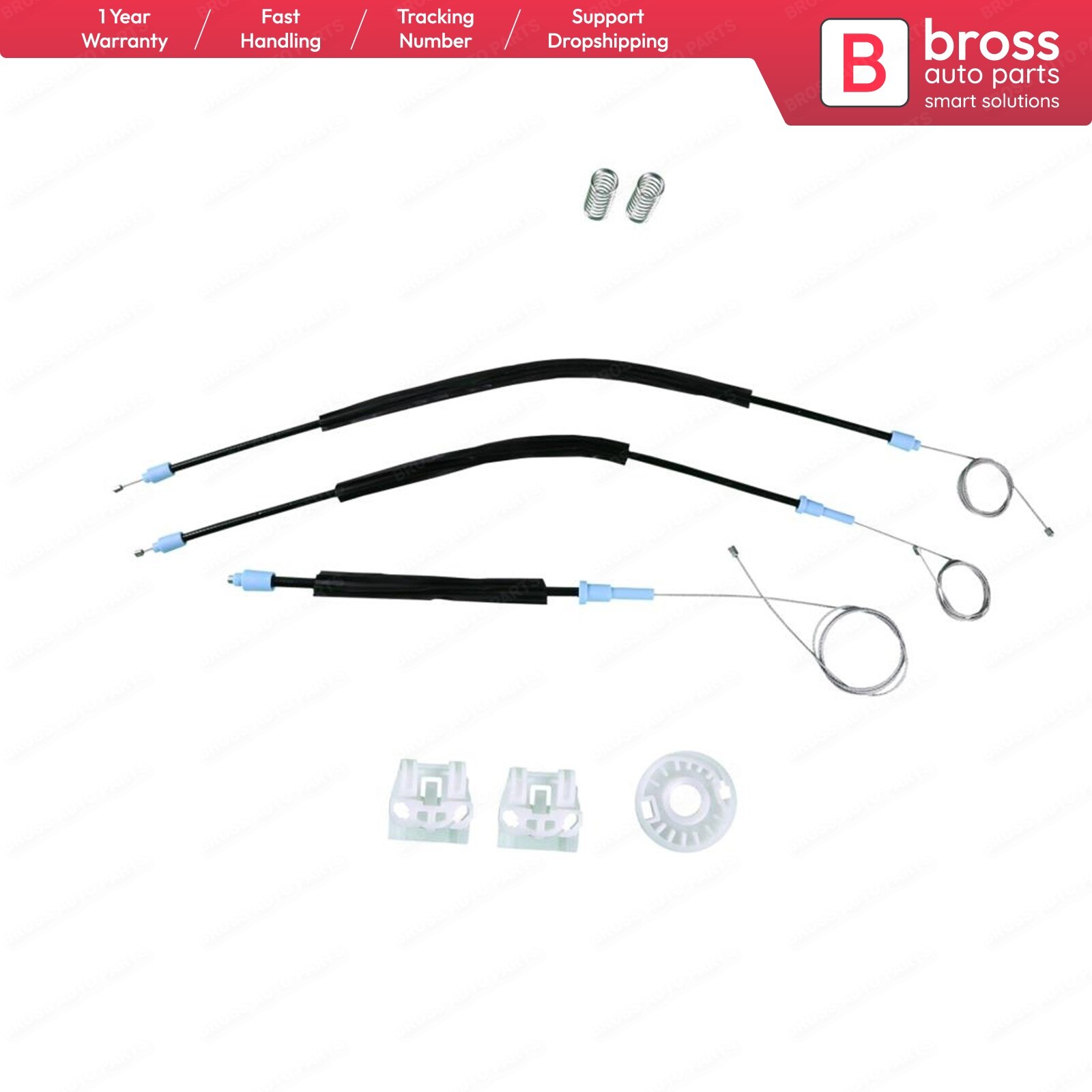 Bross Auto-onderdelen BWR524 Elektrische Ruitbediening Regulator Reparatie Kit Linker Of Rechter Deur Voor Vw Golf MK4 Coupe 2/3 Deur