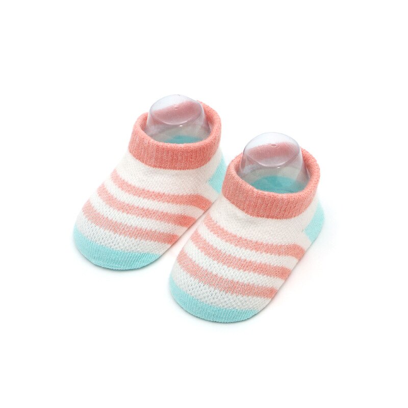 Pasgeborenen Baby Sokken Zomer Gestreepte Mesh Dunne Babysokjes Voor Meisjes Cotton Baby Jongen Peuter Sokken Bebe Leuke Boot sok: striped orange / 6 to 18 months