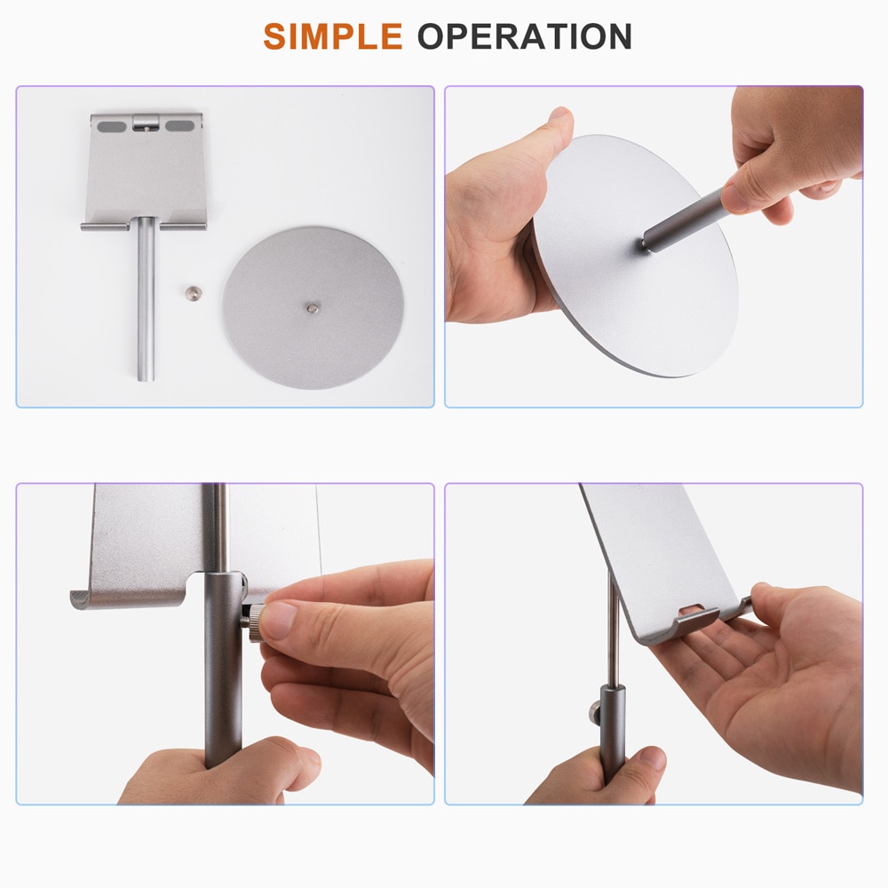 Large Size & Height Adjustable Aluminum Tablet Stand 360° Rotation Desk Tablet Holder for iPad Tab Kindle Nintendo Switch(4-13")