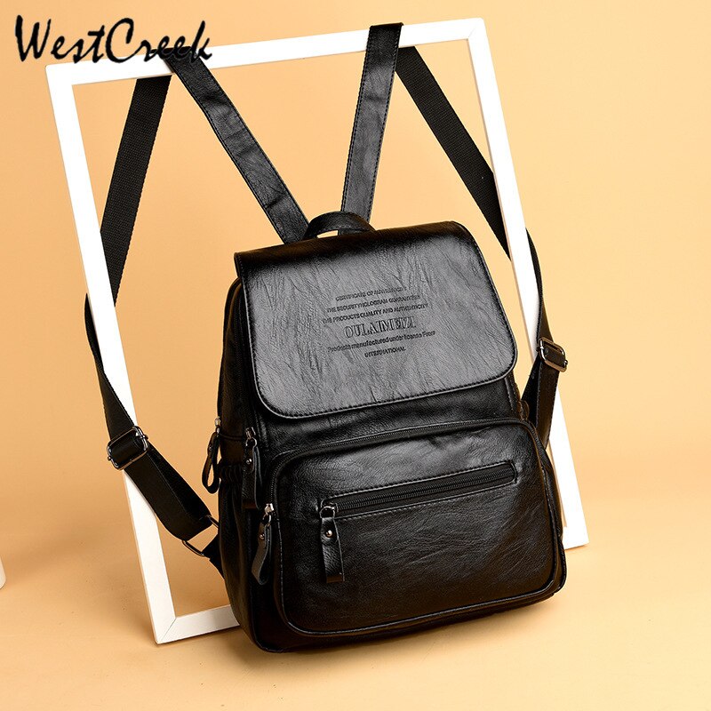 WESTCREEK Vintage Leder Rucksäcke Weibliche Reise Schulter Tasche Mochilas Frauen Rucksack Große Kapazität Rucksäcke Für Mädchen