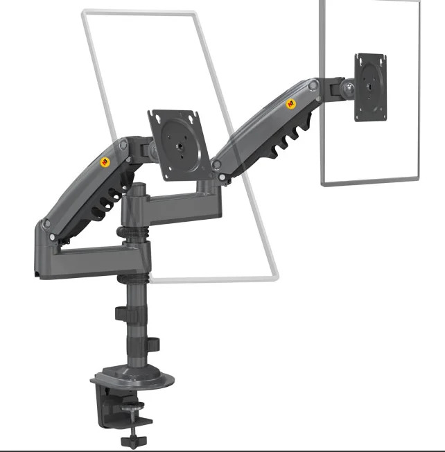 Support de bureau à ressort à gaz pour double écran, ressort à gaz, bras de support, mouvement complet, support TV LCD, 2-9kg, ergonomique, passe-fil à bras long, NB, H180, 17 "-27",: Black