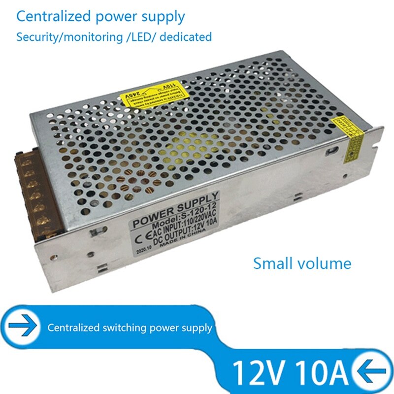 12V 10A LED Switch Transformer Power Supply 220V To 12V 120W LED Strip Switch Driver For LED Strip CCTV: Default Title