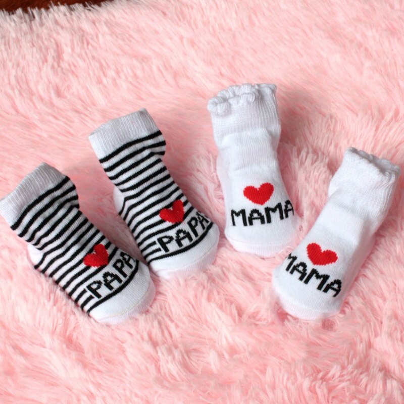 Calcetines bonitos de algodón para bebé, de 0 a 6M, con letras a rayas, de princesa, color blanco