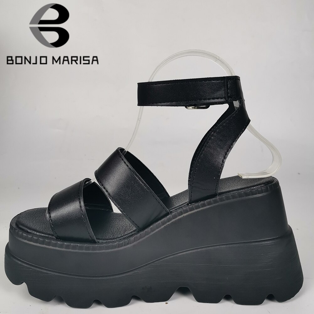 Large Size 43 Female Punk Black Gothic Wedges Sandals Platform Buckle Strap Street Summer Sandals Women Chunk Shoes Woman