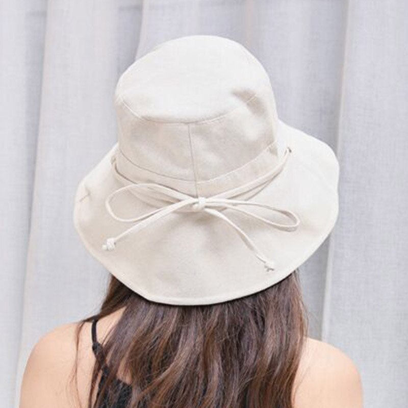 cotton Beach Bow Hats For Women Hat Female Lady Bucket Hat hat summer woman Anti-UV Panama Summer Sun Cap Viseira