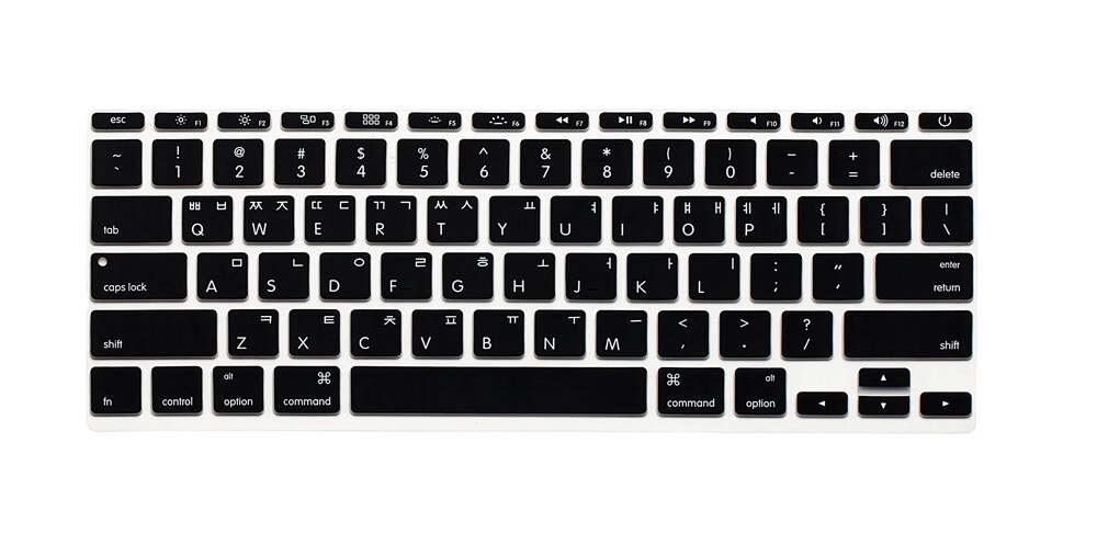 Korean Keyboard Cover for MacBook air 11 inch 11.6 air A1465 A1370 US key laptop keyboard protective film Korean display: black