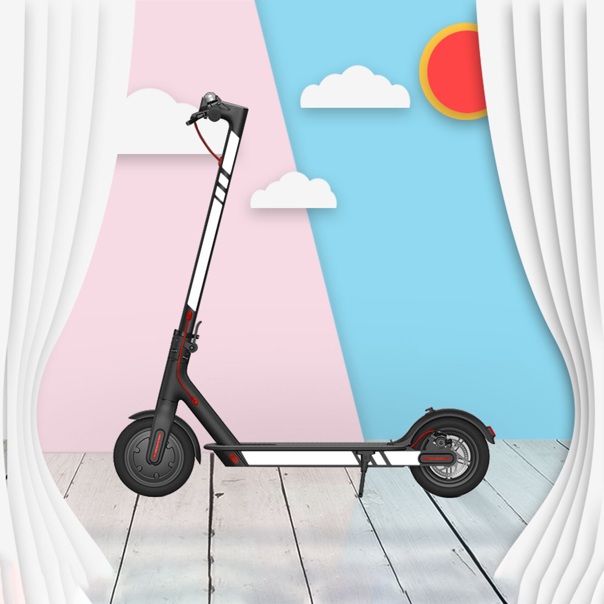 Elektrisk scooter klistermærke scooter tilbehør reflekterende modellerings sæt klistermærke reflekterende film til xiaomi  m365/ pro: E