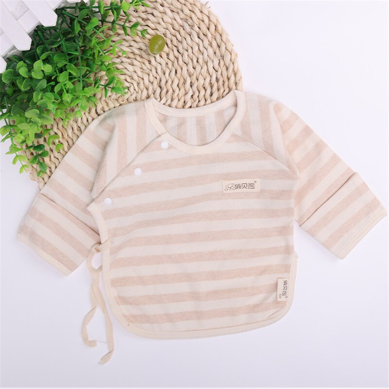 2 Stuks Gekleurde Katoenen Baby Ondergoed Pasgeboren Zuigelingen Vest Kinderen Lange Mouw T-shirt Kinderen Jongen Meisjes Half Back Tops: Camel / Pasgeboren