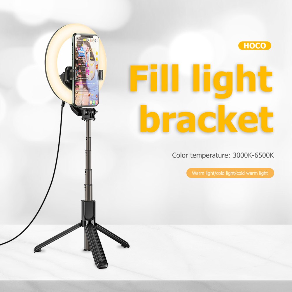 Hoco LV03 Led Selfie Ring Licht Met Statief Dimmen Live Video Studio Lamp Voor Fotografie Live-uitzending Video Studio