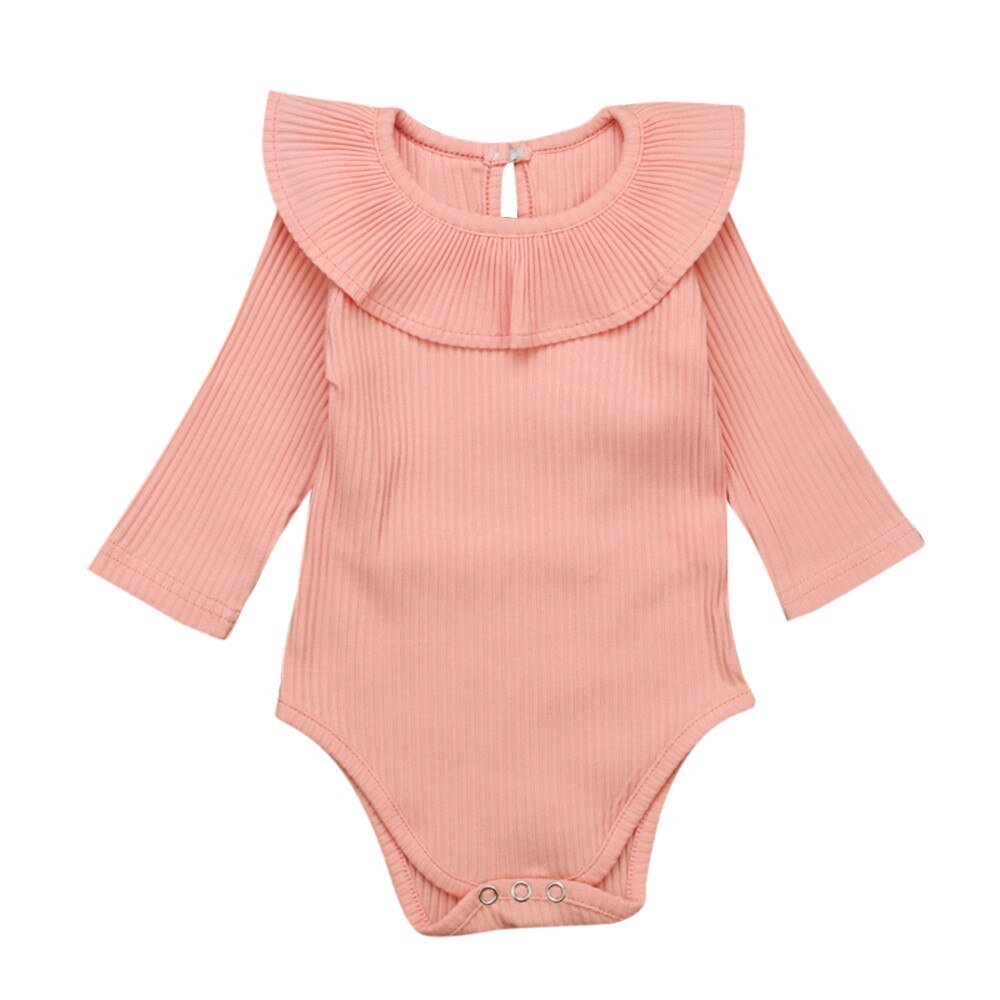 Pagliaccetto del bambino Appena nato Del bambino Del costume Del bambino Del bambino infantile Delle Ragazze Del Manicotto Lungo Solido Delle Increspature Della Tuta Del Pagliaccetto Vestiti Del bambino Vestiti 2019