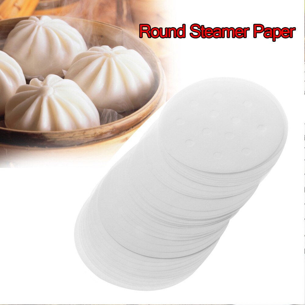 50 stk rundt steamer papir miljøvennlig non-stick hvitt dim sum papir restaurant kokekar matlagingsverktøy hjemmekjøkken tilbehør