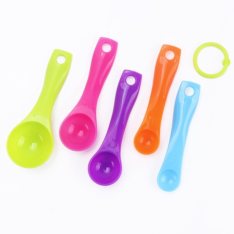 5PCS Small Measuring Spoon Stackable Plastic Measure Scoop Measure Teaspoon for Liquid Small Teaspoon Coffee Sugar Scoop