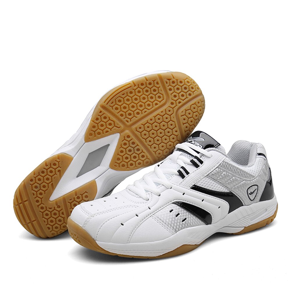 Unisex Badminton&table tenis Shoes PU Vamp Breathable Shock Absorption Antiskid Thickened Heel Support Stabilize Trainers 36-45: white black / 38