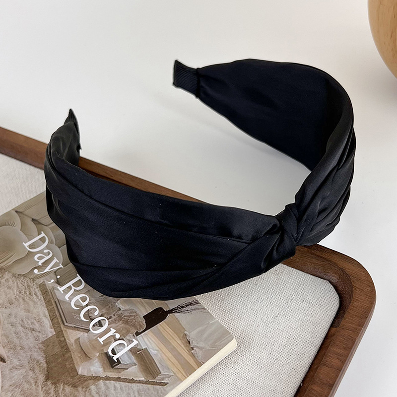 Diademas anudadas de satén de Color café Retro para mujer, diadema con temperamento, aro para el pelo, accesorios para el cabello de femenina: Azul cielo