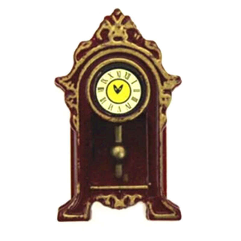 1:12 Mini Wooden Dollhouse Miniature Accessories Pendulum Clock Simulation Furniture Model Toys for Doll House Decoration