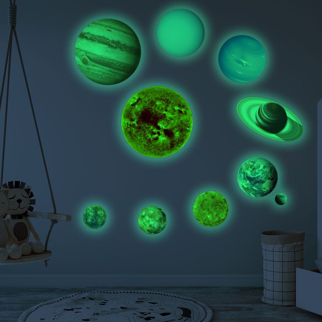 Planet Solar Dinosaur Fluorescent Wall Stick The Universe Planet Children Room Bedroom Luminous Wall Stickers: Planet-A