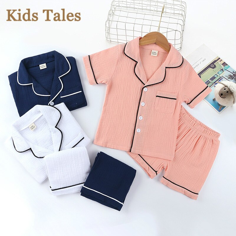 3-8y børn piger drenge nattøj pyjamas sæt solid print shorts ærmer enkeltradede toppe+shorts bomuld hør hjemmetøj sæt sr -384
