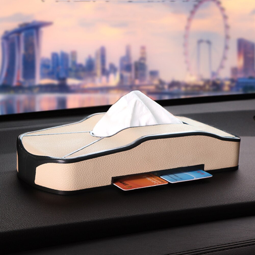 Car Tissue Box Rectangular Paper Holder Cover Case Leather Inserting Car Tray Instrument Panel Armrest Tray for Ho: Default Title