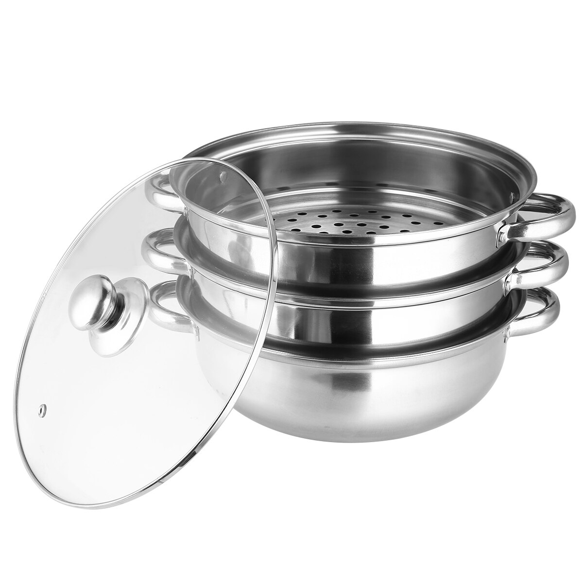 Cooking Steamer 3 Tier Steamer Saucepan Pot Stainless Steel 27.5 Cm For Steamed Stuffed Bun Fish Kitchen Utensil