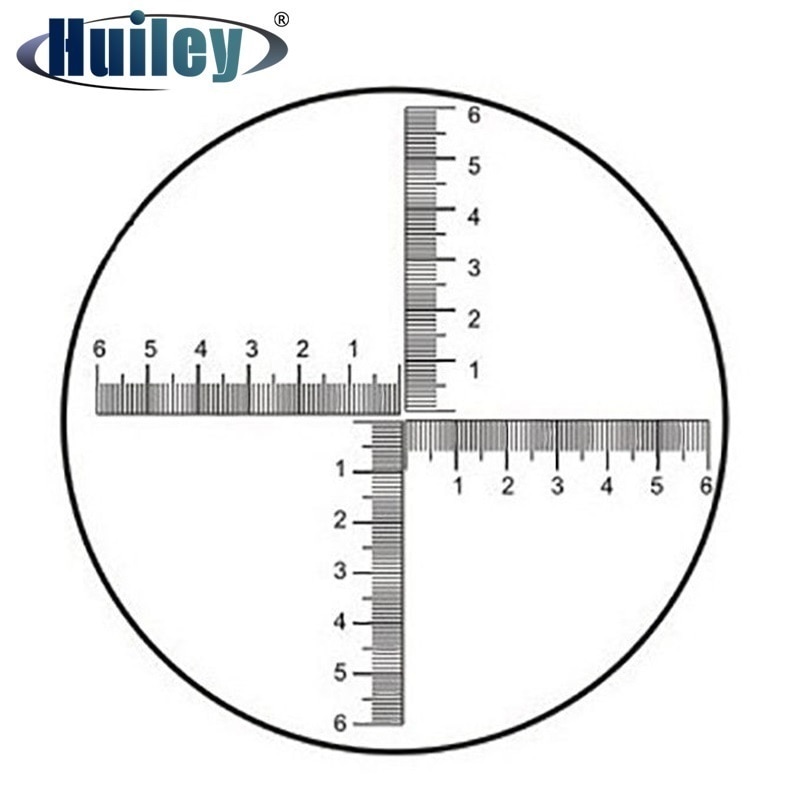 Div = 0.1 mm okular mikrometer til biologisk mikroskop med reticle skala tværlineal 6-0-6 områdemålingsdiameter 20 mm