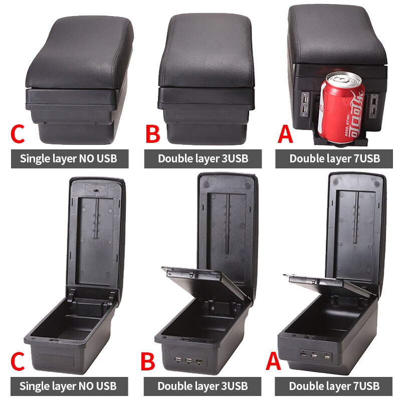 For Citroen Berlingo Armrest Retrofit parts For Peugeot Partner tepee Car Armrest Storage box car accessories Charging USB LED