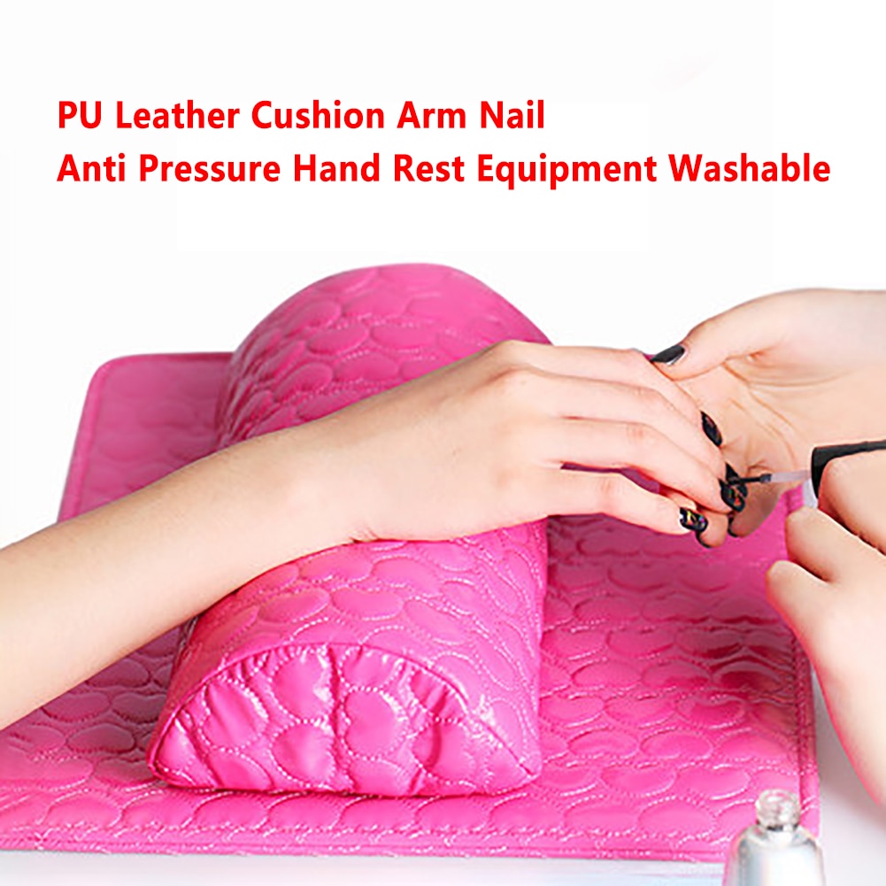 Pude anti tryk nail art håndstøtte værktøj blød pu læder pude vaskbar salon udstyr holder manicure arm