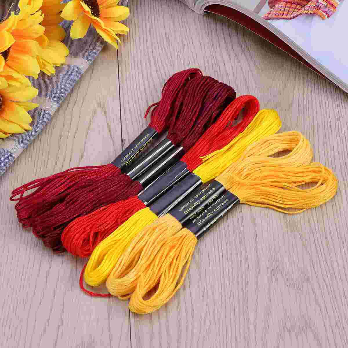 100 Skeins of 8M Multi-color Cotton Cross Stitch Embroidery Threads Floss Sewing Threads (Random Color)