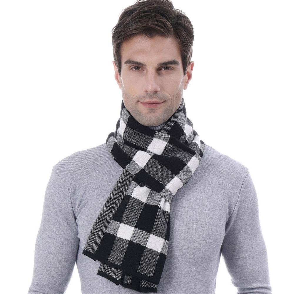 Bufanda de cuello para hombre, bufanda de otoño e invierno, bufanda de punto, bufanda de punto para padre de mediana edad, bufanda a cuadros, платок е# #2S19
