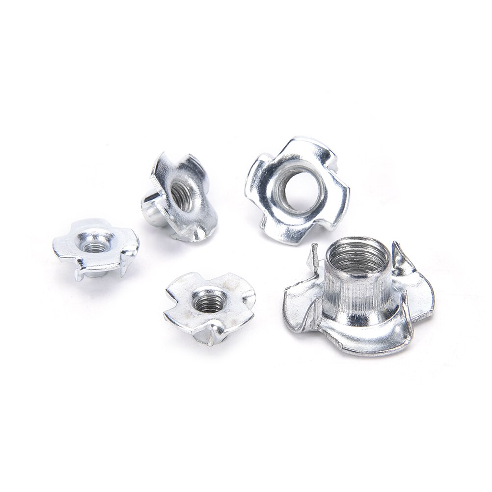 10 Pcs/Set M4 M5 M6 M8 Zinc Plated Four Claws Nut Speaker T-nut Blind Pronged Insert Tee Nut Furniture Hardware
