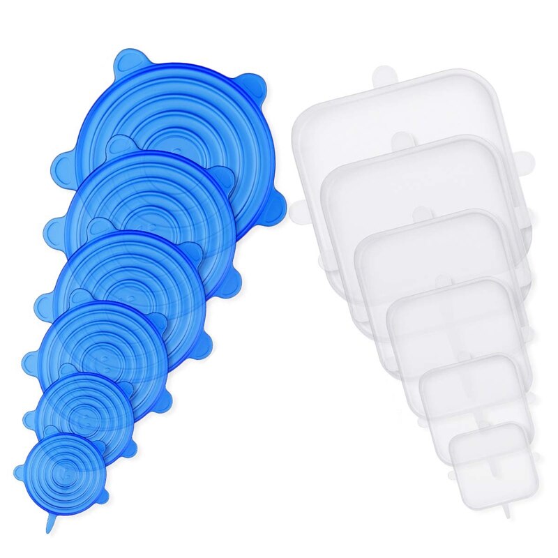 12 PCS Round and Square Sizes Silicone Lids Covers Stretch Silicone Lids Covers Silicone Lids Food Bowl Covers, Reusable Food Sa: Default Title