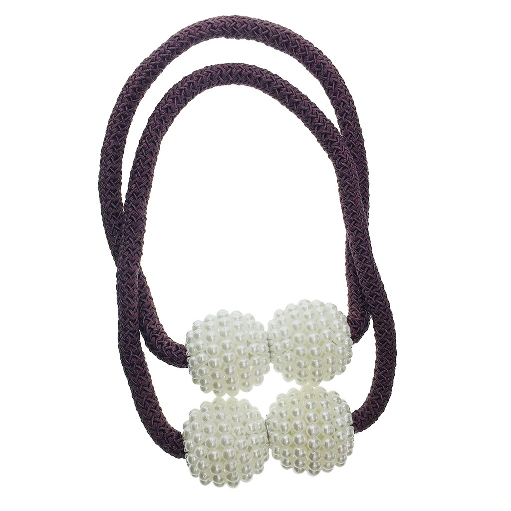 2Pcs Pearl Curtain Voile Tiebacks Tie Backs Buckle Clips Holdbacks: Purple