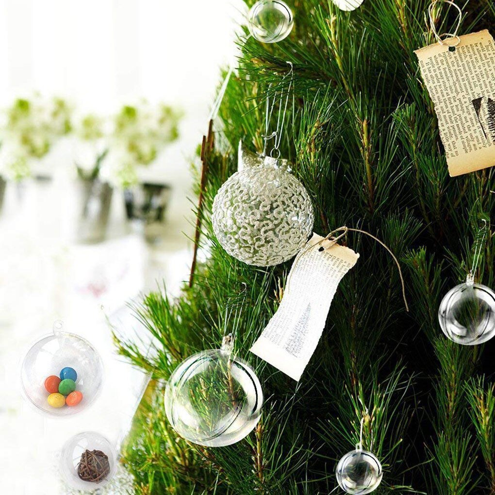 10PCS 4/5/6/8CM Transparent Ball Open Plastic Clear Bauble Ornament Christmas Party Hanging Pendant Package Supplies