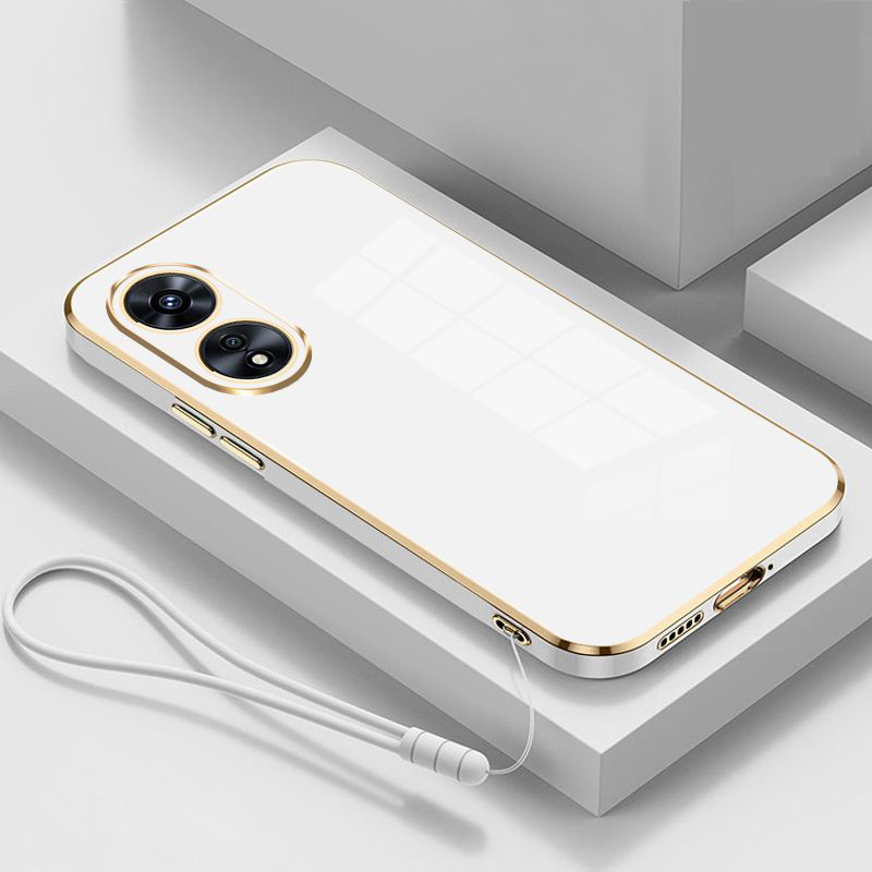 Para OPPO A18 funda oppo a38 funda de teléfono Oppo A18 A38 4G funda CPH2591 cubierta CPH2579 revestimiento cuadrado de lujo cubierta trasera a prueba de golpes: ABS / Beige