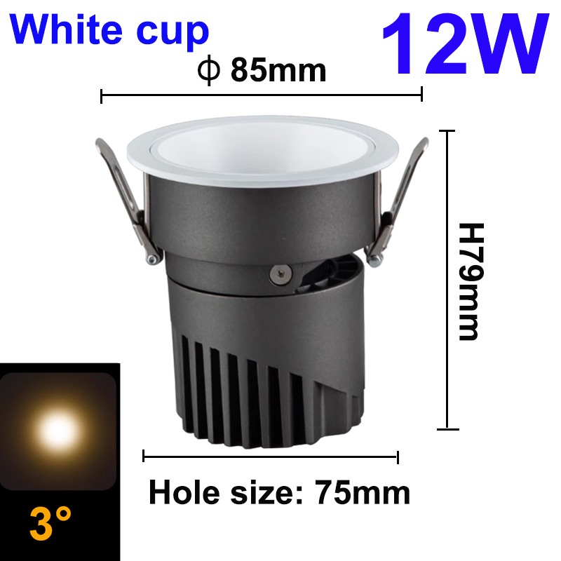 Led Spots Kleine Bundel Hoek Spot Licht Ingebed 12W 3 8 15 Graden Plafond Foco Voor Home Picture Art Museum Downlights Rond: natuurlijk licht / Beige