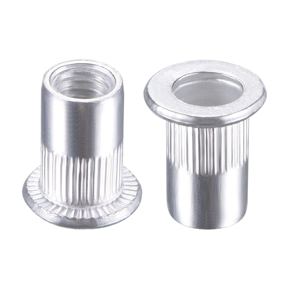 Tuercas M6 de aleación de aluminio, tuerca de inserción roscada de cabeza plana moleteada, plata, 50 Uds.: YELLOW