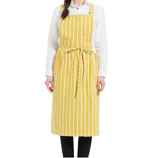 Pleated skirt cotton linen apron Women Cooking Kitchen Apron Work Uniform and flower shop apron for woman long dress smocks: 12