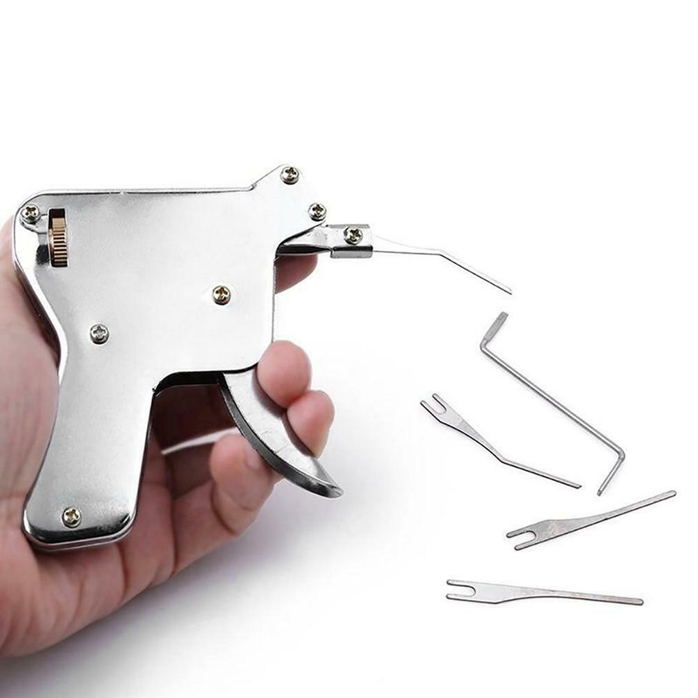 6 uds herramienta de reparación de candado potente herramienta de reparación de llaves Herramienta de bloqueo de acero inoxidable conjunto de herramientas de bloqueo plata portátil