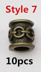 10 Stks/pak Brons Viking Verschillende 10 Stijlen Haar Vlecht Dread Baard Dreadlock Kralen Ringen Buis Voor Haar Accessoires: 10pcs Style 7