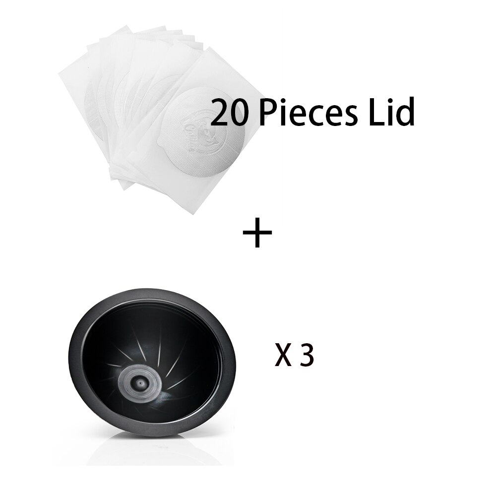 Stainless Steel Refillable Reusable Coffee Pod Set for Espresso Compatible for Nespresso Vertuo Capsule Pod Vertuoline GCA1 70ml: 3PP 20Lid