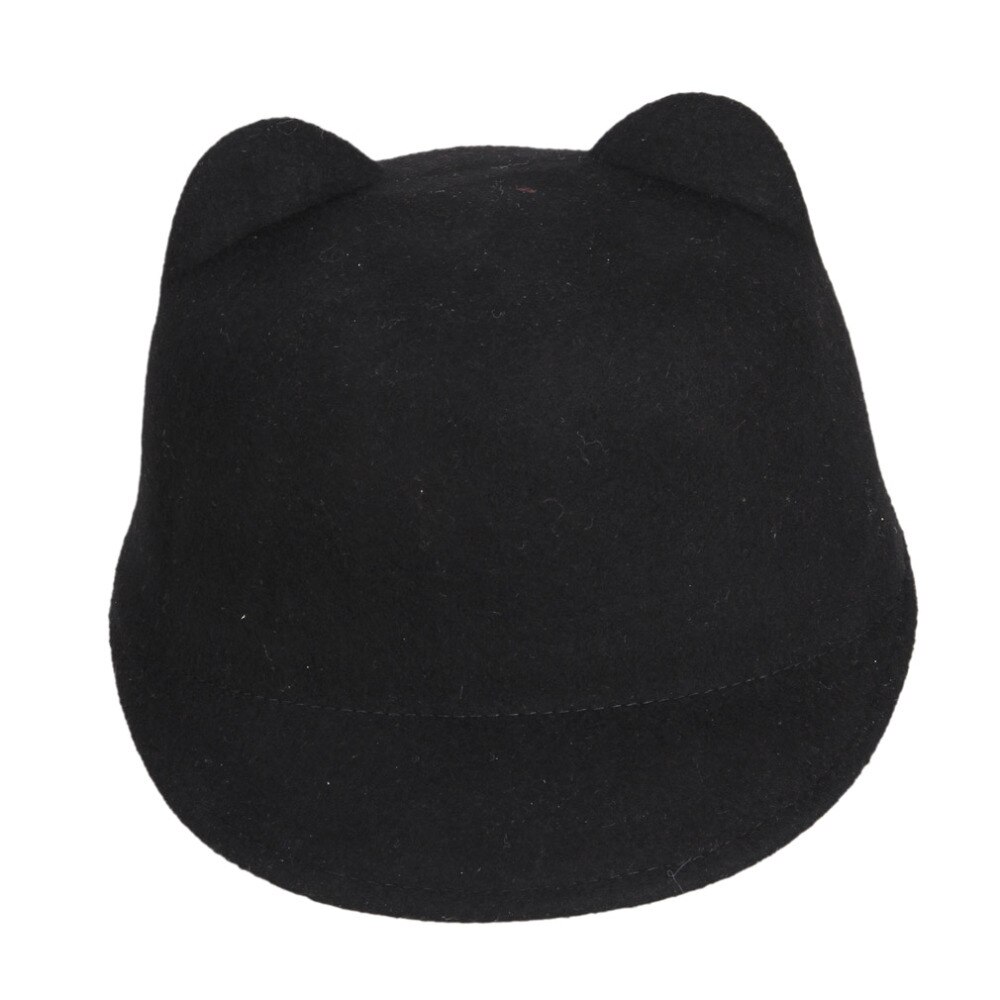 Gorro LUCKYLIANJI de lana de 100% de para primavera y otoño e invierno, sombrero de demonio para mujer, sombrero con orejas de gato, Bowler, gorro de Halloween (talla única: 57cm)