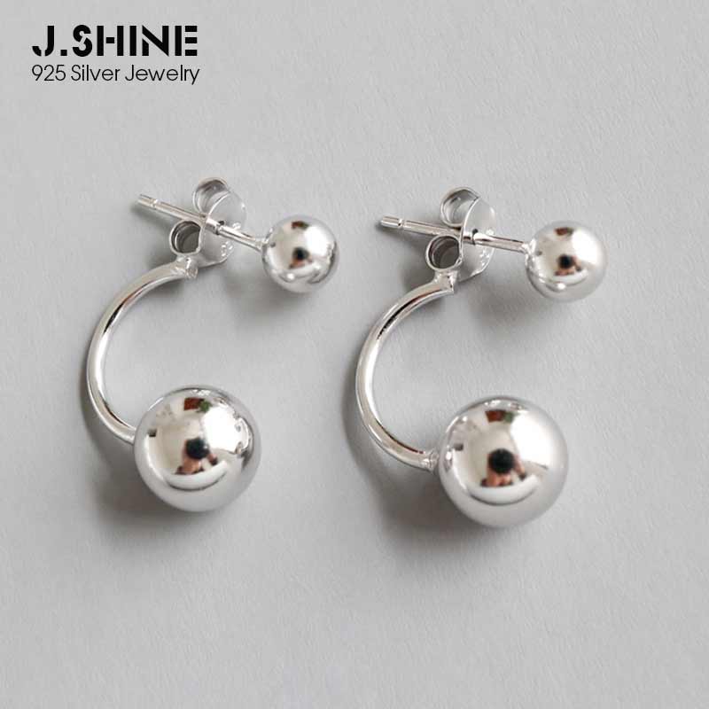 Jshine Trendy 925 Sterling Zilveren Oorbellen Dubbele Ball Bead Oorbellen Mode-sieraden Detackable Voor-en Achterkant Oorknopjes