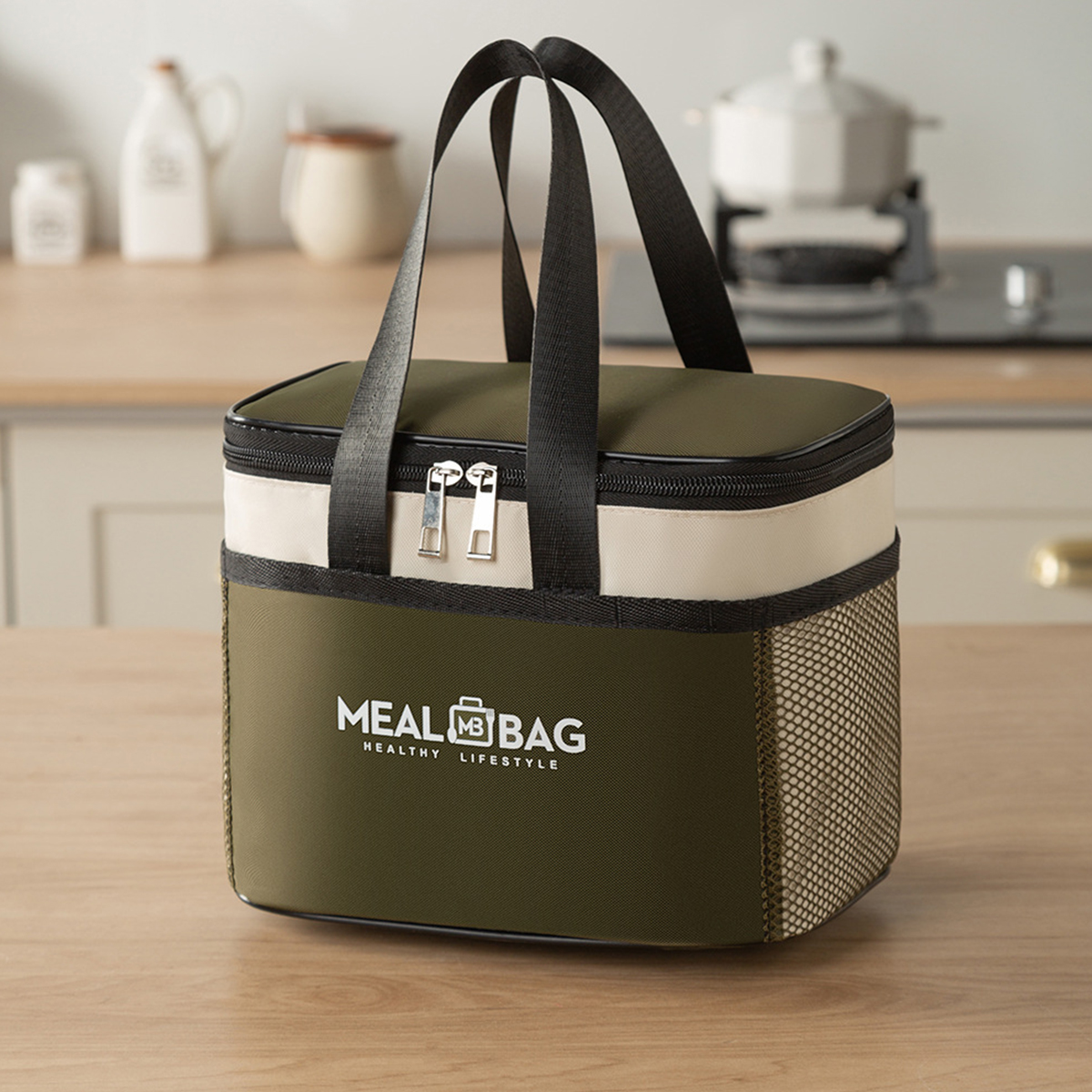 Portable lunch bag food insulated box Waterproof shoulder strap insulated box, hand-held lunch box bag, fresh aluminum DH: Silver
