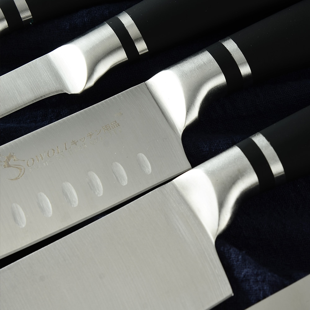 Xyj japansk 9 stk rustfritt stål kniver sett 3 cr 13 rustfritt stål kokke kniver sett hakke santoku nakiri skjære skjærekniv