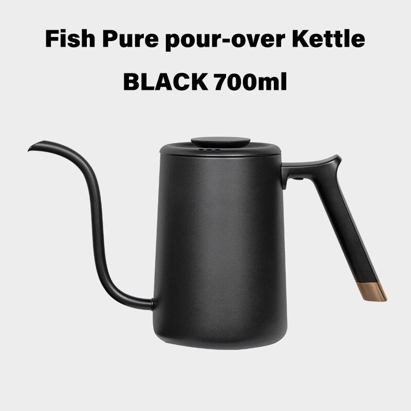 TIMEMORE-hervidor de agua Vertical con cuello de cisne, máquina de café con flujo de agua, mango ergonómico, 700ml, 6mm: BLACK 700ML