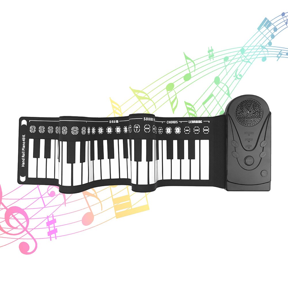 49 Keys Foldable Piano Foldable Portable Hand Roll Piano with Built-in Loudspeaker for Kids/Adults/Beginners
