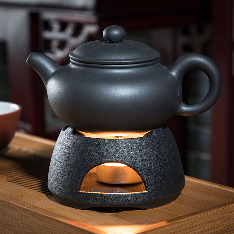 Zen Japanese Style Candle Heating Base Vintage Coarse Pottery Tea Pot Insulation Base Ceramic Kung Fu Tea Set Warmer Accessories