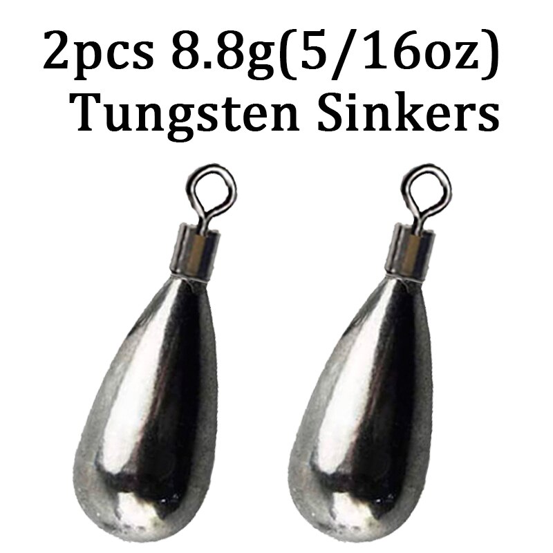 Plomos de pesca de tungsteno, 2 unids/lote, peso de tiro directo, accesorios de aparejos de pesca de carpa, 1,8g, 3,5g, 5,3g, 7g, 10,5g, 14g, 21g: 8.8g Tungsten Sinker