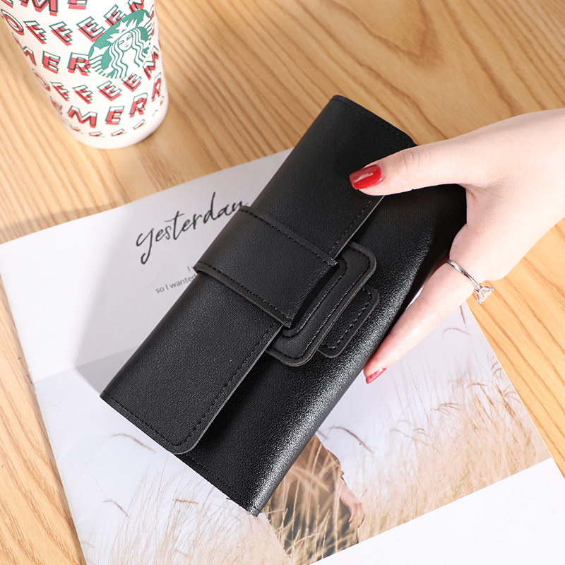 Women's Wallet Long Card Holder Tri-fold Flip Cover Korean Style Student Change Bit Multifunctional Wallet