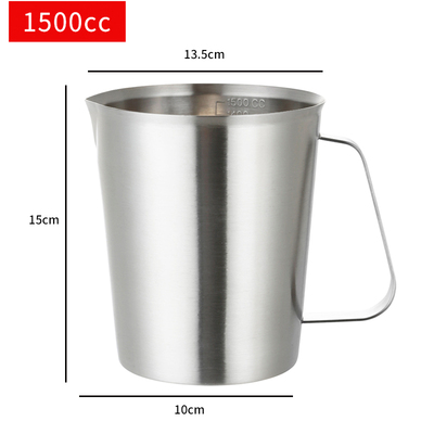 500ml/700ml/1000ml/1500ml 304 rustfrit stål måleskala kop gradueret cylinder mælk te bageæg ske: 1500ml
